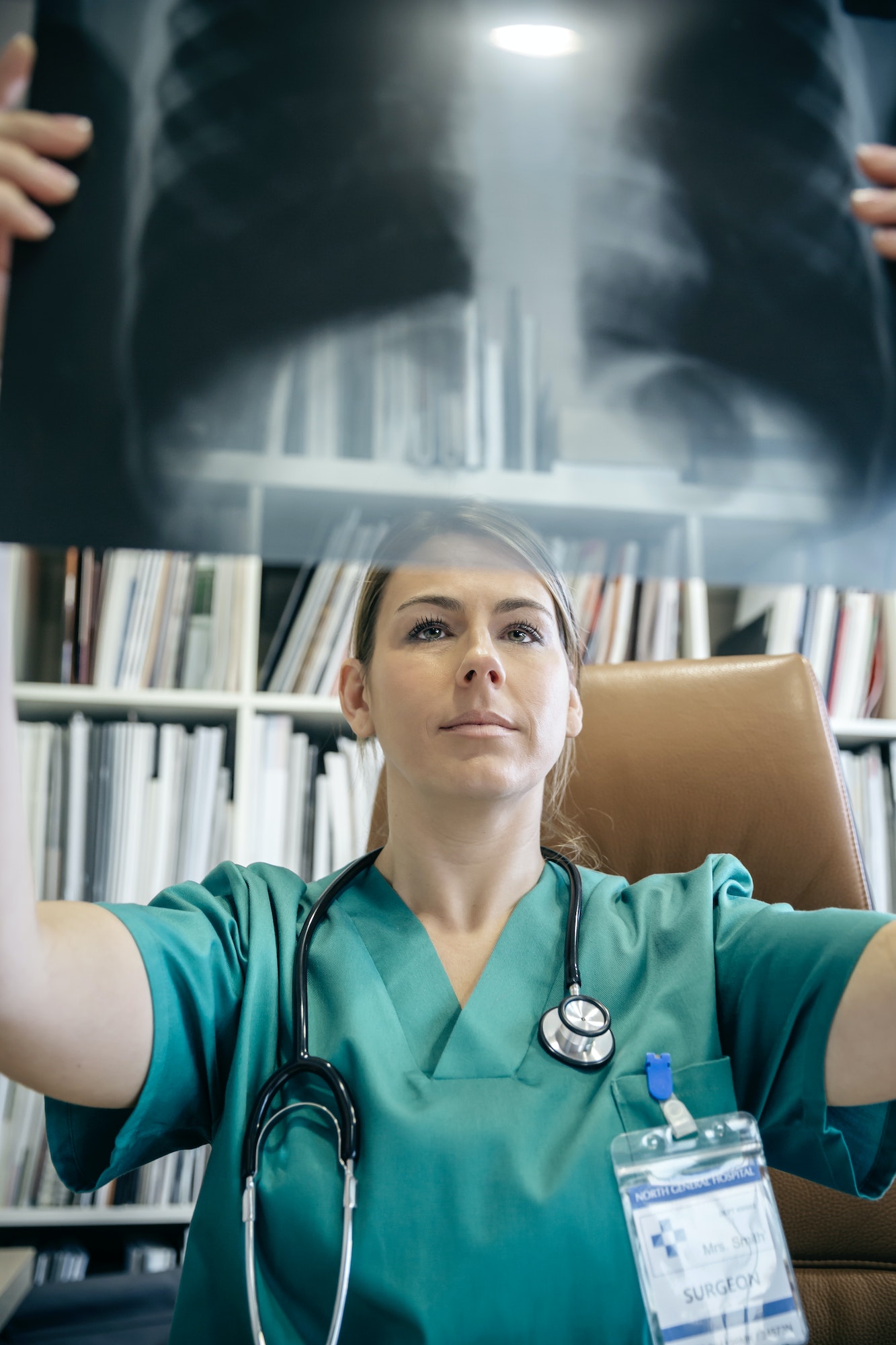 Doctor looking at x-ray image